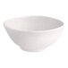 A white round melamine bowl with a speckled pattern.