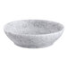 A light gray round melamine ramekin with a speckled pattern.
