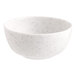 A small white round melamine ramekin with a speckled pattern.