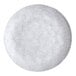 A round, light gray melamine plate with a subtle speckled pattern.