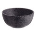 A small, round, dark gray melamine ramekin with a speckled pattern.