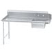 A stainless steel Advance Tabco soil dishtable with a sink on a counter.