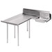 An Advance Tabco stainless steel L-shape dishtable with dishlanding on the left.