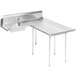 An Advance Tabco stainless steel L-shape dishtable with a sink.