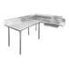 A stainless steel L-shape dishtable from Advance Tabco with a sink on the left.