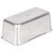 A silver rectangular stainless steel bread loaf pan.