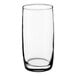 A clear, convex-shaped 14 oz. beverage glass.