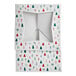 A white bakery box with a modern Christmas print and a star-shaped window on the lid.