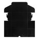 A flat, unfolded black cardboard bakery box designed for cupcakes or baked goods.