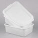 A stack of two white Tablecraft plastic freezer safe drain boxes with lids.