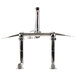 A T&S polished chrome metal wall mount with two metal pipes and screws.