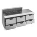 A Beverage-Air stainless steel counter with 6 drawers and a top.