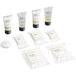 A 10-piece hotel and motel amenity toiletries kit including various personal care items in small packages and tubes.