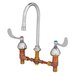 A T&S deck mount medical faucet with 2 wrist action handles.