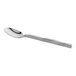 A stainless steel teaspoon with a slightly textured handle.