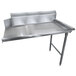 A stainless steel Advance Tabco clean dishtable with a right drainboard.