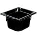 A black square Vollrath high heat plastic food pan with a lid.