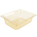 A clear Vollrath plastic food pan with a lid on it.