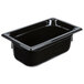 A black plastic Vollrath food pan with a lid.