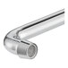A chrome deck-mount faucet spout with a mesh aerator at the tip.