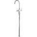 A deck-mount single inlet faucet with a 6-inch gooseneck spout, supply hoses, and lever handles.