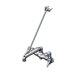 A close-up of a T&S polished chrome wall mount mop sink faucet with a handle.