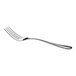 A stainless steel dinner fork with a simple, polished design.