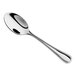 A stainless steel heavy weight teaspoon with a simple, elegant design.