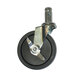 A black and silver Advance Tabco RA-65 caster wheel with a metal stem.