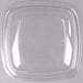 A clear plastic square container with a clear dome lid.