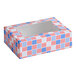 A rectangular bakery box with a clear window and a red, white, and blue patriotic USA print design.