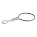 A black circular heating element with an attached white electrical cord, coiled neatly beside it.