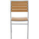 A BFM Seating Largo side chair with a synthetic teak back and a silver frame.
