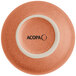 The image shows the bottom view of a round, terra cotta-colored dish with a matte finish and the brand name 'ACOPA' printed on the base.