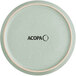 A round, matte blue plate with a subtle speckled texture and the word 'ACOPA' printed in the center.