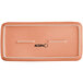 A rectangular, terra cotta-colored platter with a matte finish and the word 'ACOPA' printed in the center.