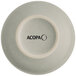 The image shows the bottom view of a round, ash gray bowl with a matte finish and the word 'ACOPA' printed on the base.