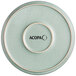 A round, matte blue plate with a slightly raised rim and the word 'ACOPA' printed in the center.