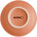 The image shows the bottom view of a round, terra cotta-colored dish with a matte finish and the brand name 'ACOPA' printed in the center.