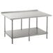 16 Gauge Advance Tabco FAG-3010 30" x 120" Stainless Steel Work Table with 1 1/2" Backsplash and Galvanized Undershelf Main Thumbnail 1