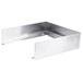 A stainless steel Bakers Pride Dante Series splashguard with a hole in the corner.