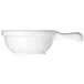 A white Carlisle polycarbonate bowl with a handle.