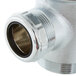 A T&S silver metal waste drain valve with a lever handle and threaded end.
