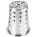 A Vollrath stainless steel flatware cylinder with holes.