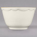 7.25 oz. Ivory (American White) Scalloped Edge China Bouillon Cup with Gold Band - 36/Case Main Thumbnail 4