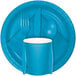 Creative Converting 793131B 7" Turquoise Blue Paper Plate - 240/Case Main Thumbnail 4