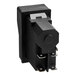 A black rectangular electrical switch with a white actuator and four metal prongs for connections.