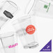 A set of clear 14 oz. rim tempered mixing glasses, each with customizable printed logos.