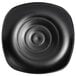 A black square Elite Global Solutions melamine plate with a spiral design.