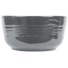 A gray Tablecraft cast aluminum fruit bowl with a handle.